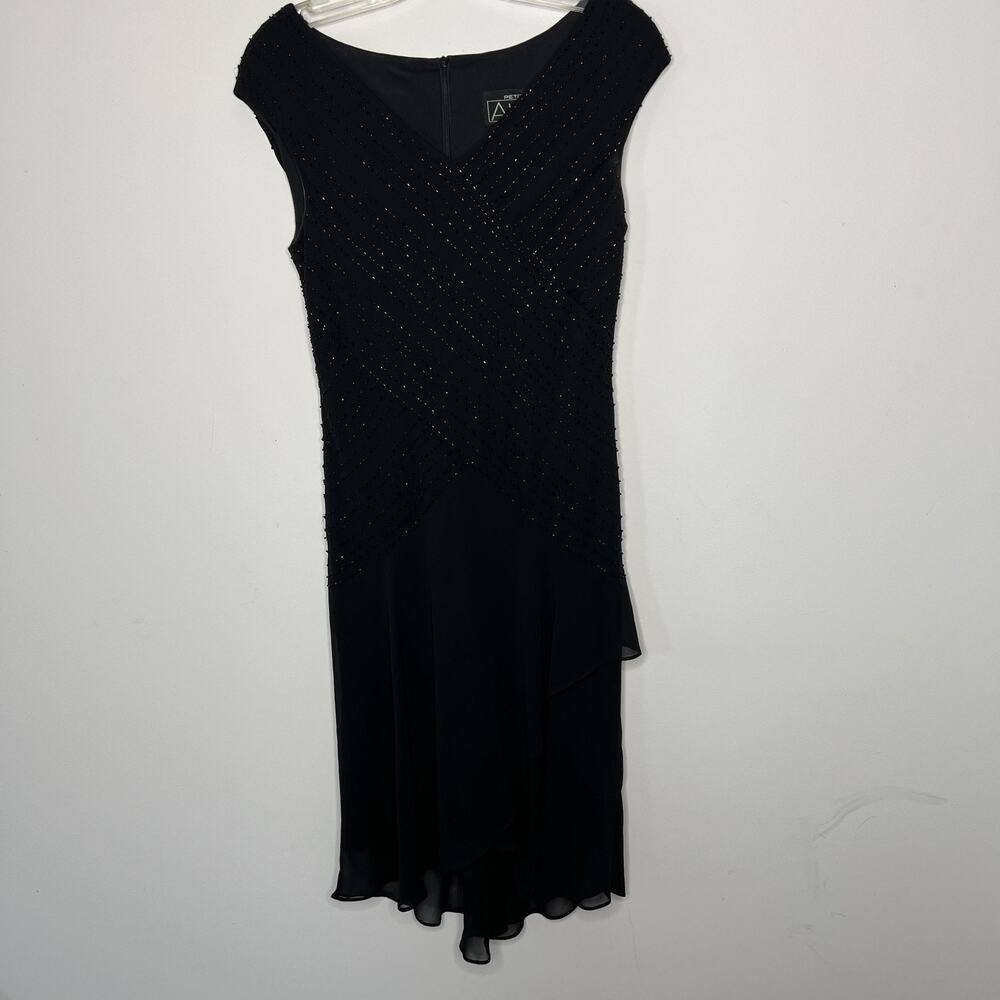Alex Evenings Dress Womens‎ Petite 6P Black Beaded Sleeveless Formal Gown Fairy